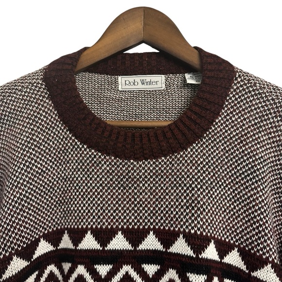 Vintage 80s Rob Winter Sweater Men’s 2XL Fair Isle Pullover Ski Cable Knit - Picture 5 of 12